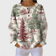 Helene | Pullover mit Winterwald in Rot