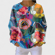 Ernestine | Pullover mit Blüten in Blau