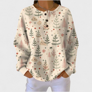 Ingelore | Pullover mit Zweigen auf Creme